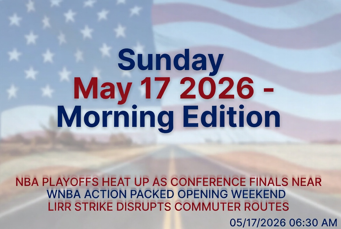 Sunday, May 17, 2026 U.S. News & Sports Spotlight – NBA/WNBA Playoffs Heating Up, NFL Schedule Buzz, Major Rail Strike & Severe Weather Alert