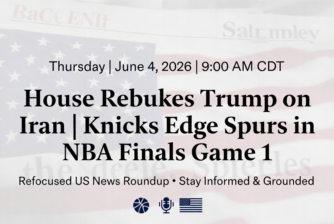House Rebukes Trump on Iran | Knicks Edge Spurs in NBA Finals Game 1 – Thursday, June 4, 2026 US News Roundup