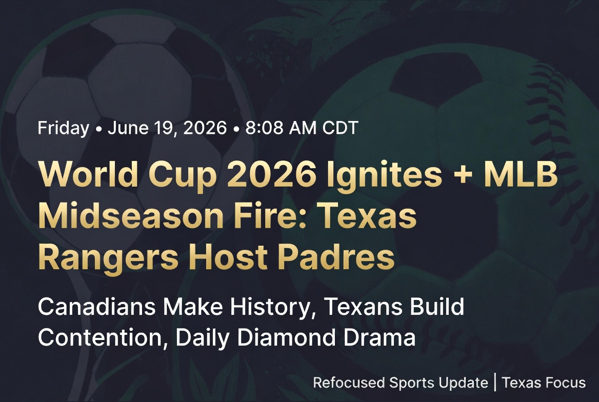 World Cup 2026 Ignites North America + MLB Midseason Sparks: Texas Rangers Host Padres as Texans Build Momentum