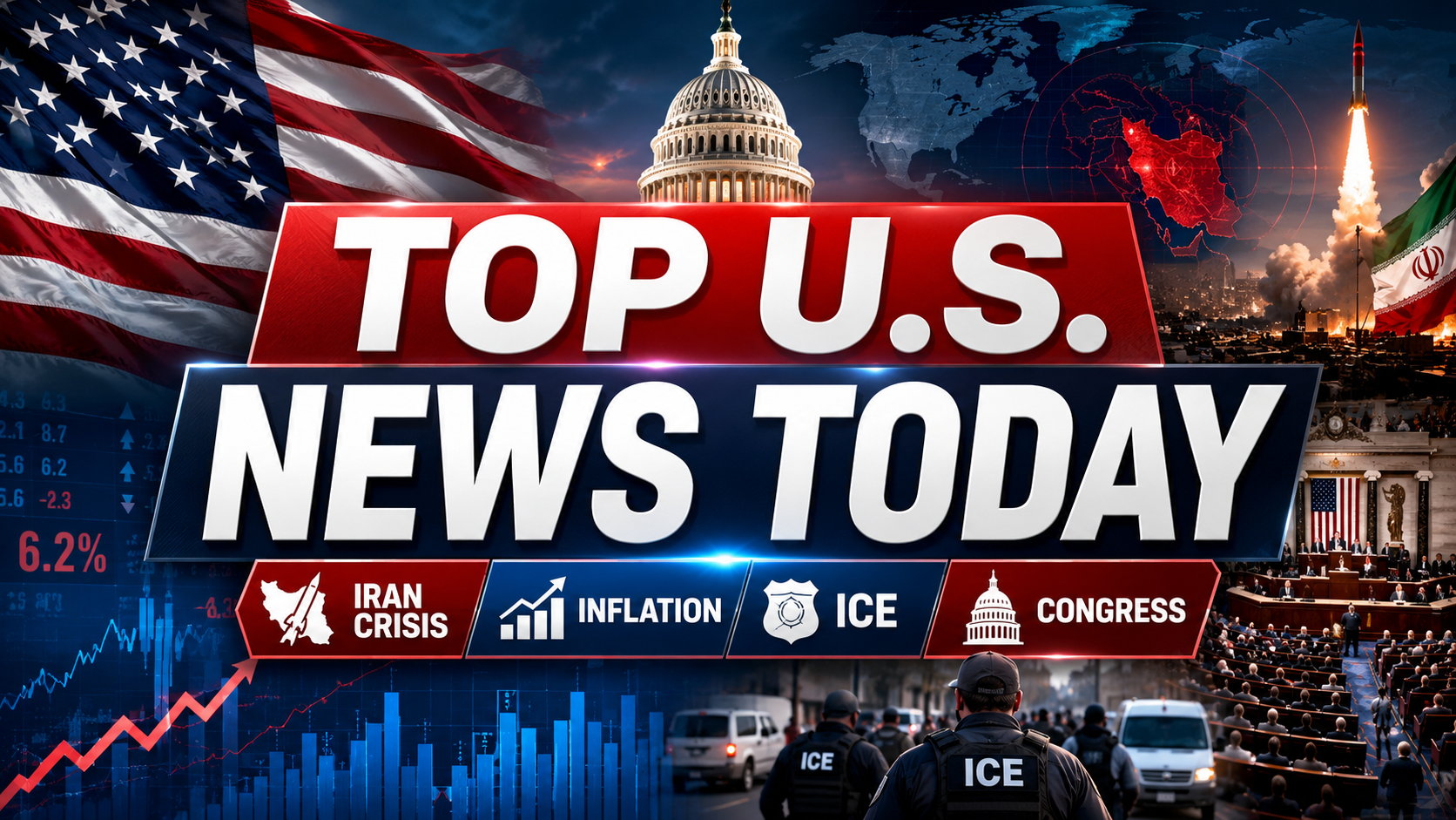 U.S. News Today: Iran Conflict Escalates as ICE Policy, Inflation and Congress Drive the Headlines