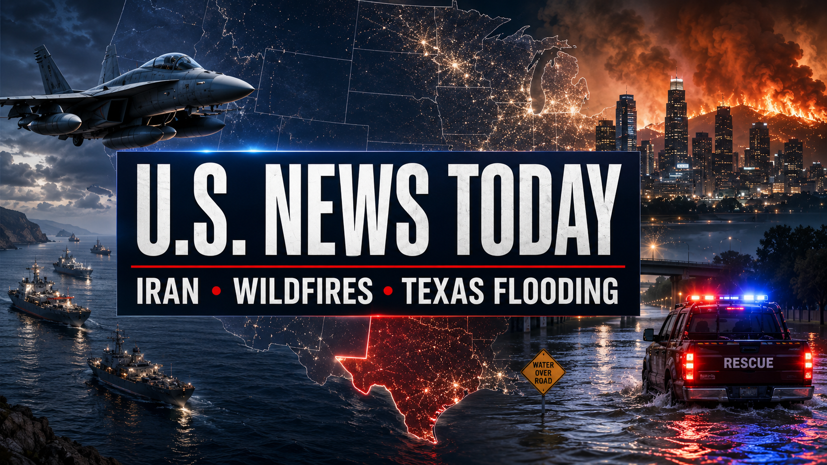 Top U.S. News Today: Iran Conflict Escalates, Dangerous Smoke Spreads and Texas Flooding Turns Deadly