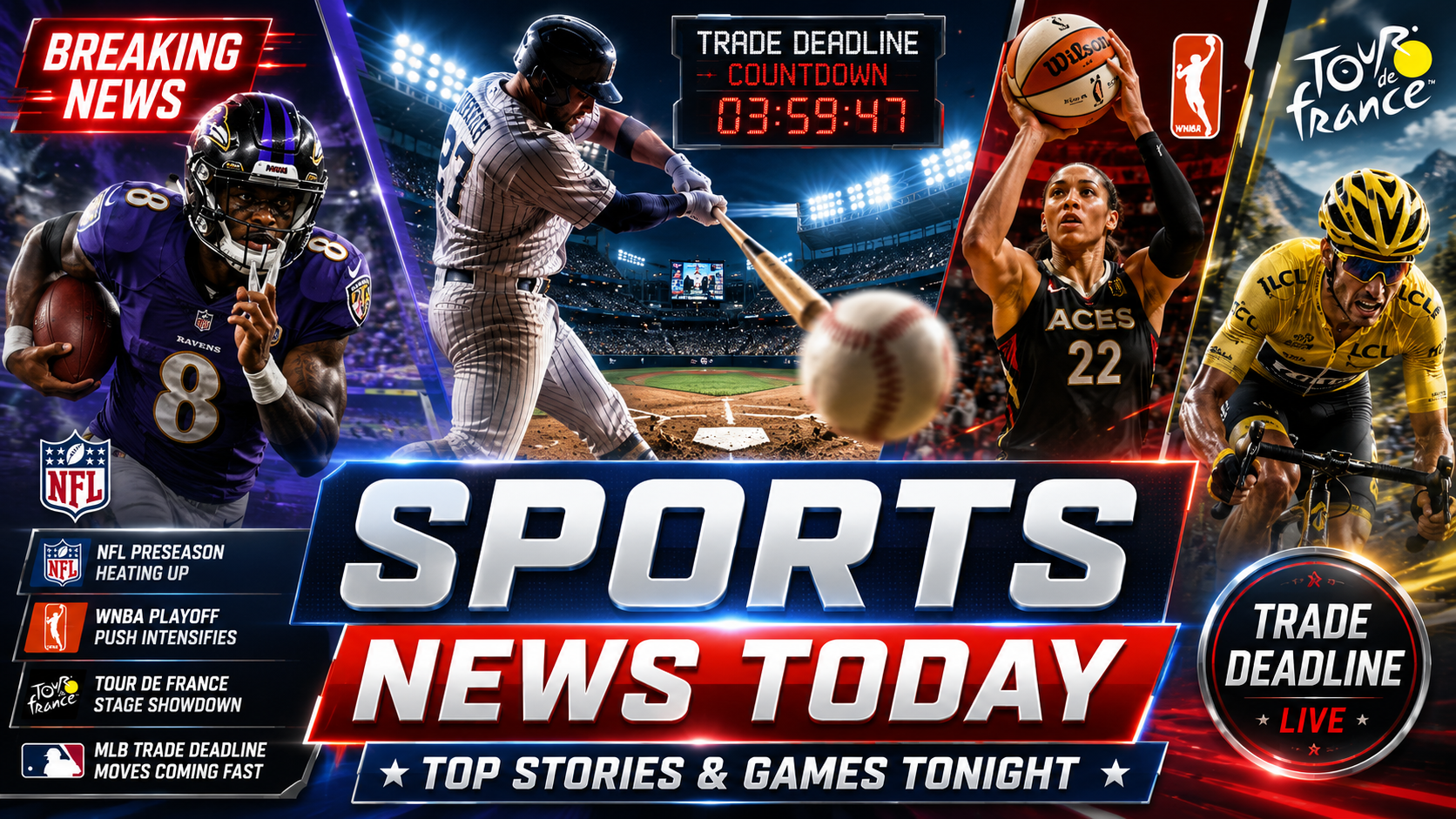 Sports News Today: MLB Trade Pressure Builds, NFL Stars Secure New Deals and Baseball Takes Over Tonight