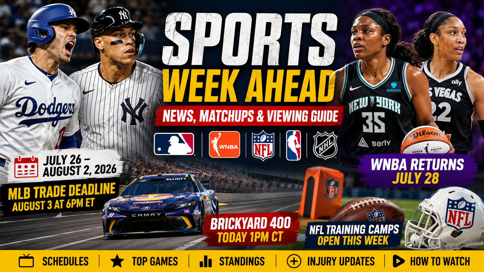 Sports Week Ahead: MLB Deadline Pressure, WNBA’s Return and a Loaded Sunday Viewing Guide