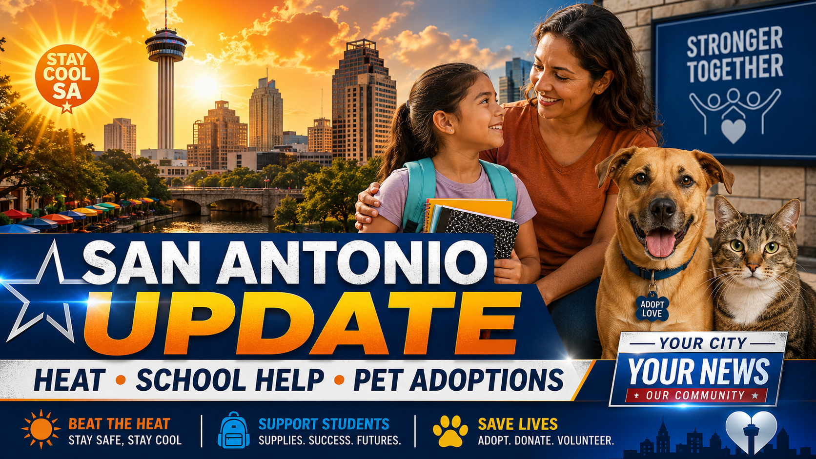 San Antonio Community News: Dangerous Heat Builds, Families Prepare for School and Shelter Adoption Drive Ends Today