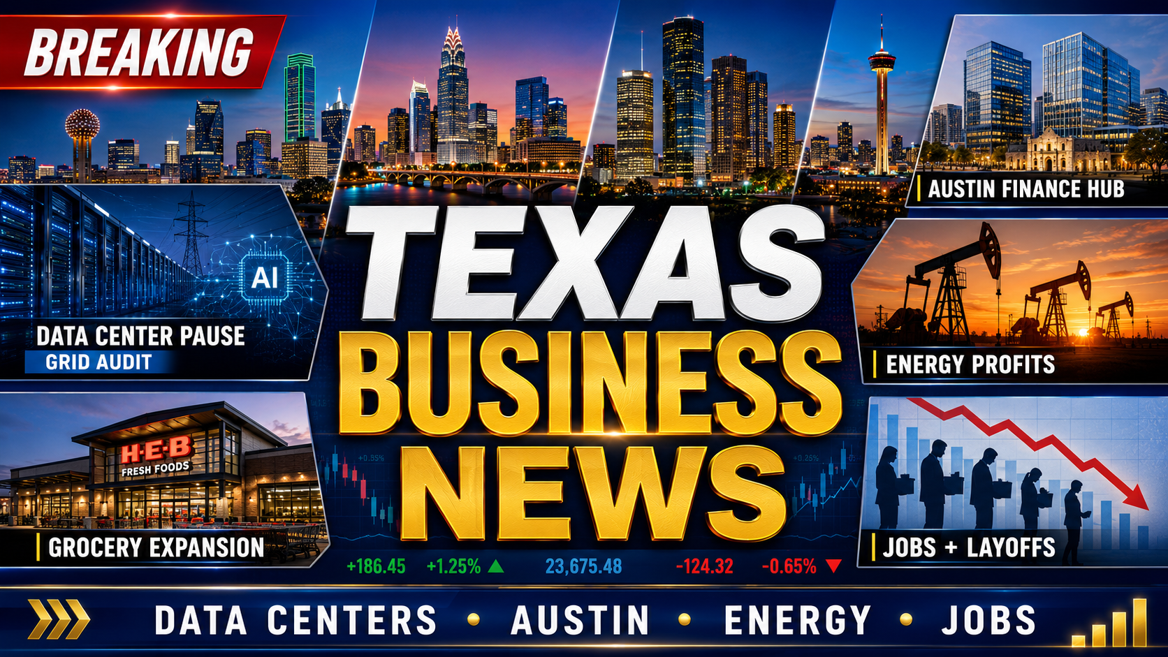 Texas Business News: Data Center Pause, Austin Finance Hub and H-E-B Expansion