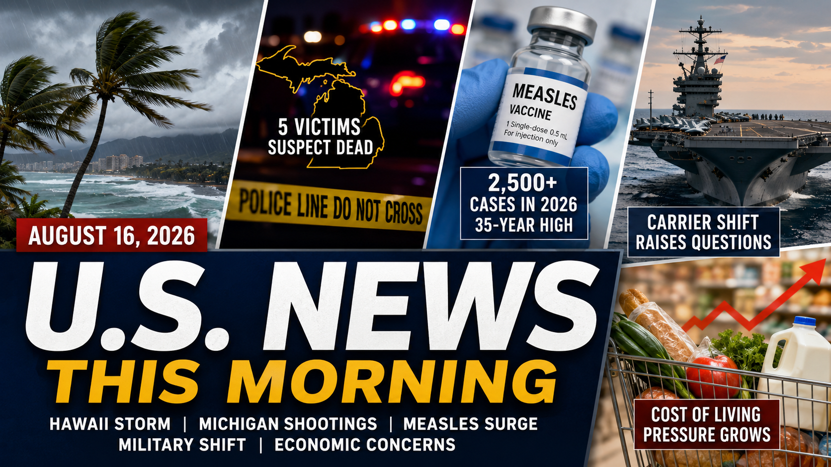 U.S. News This Morning: Hawaii Storm, Michigan Shootings, Measles Surge and Economic Concerns