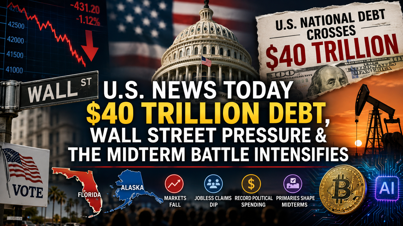 U.S. News Today: $40 Trillion Debt, Wall Street Pressure and the Midterm Battle Intensifies