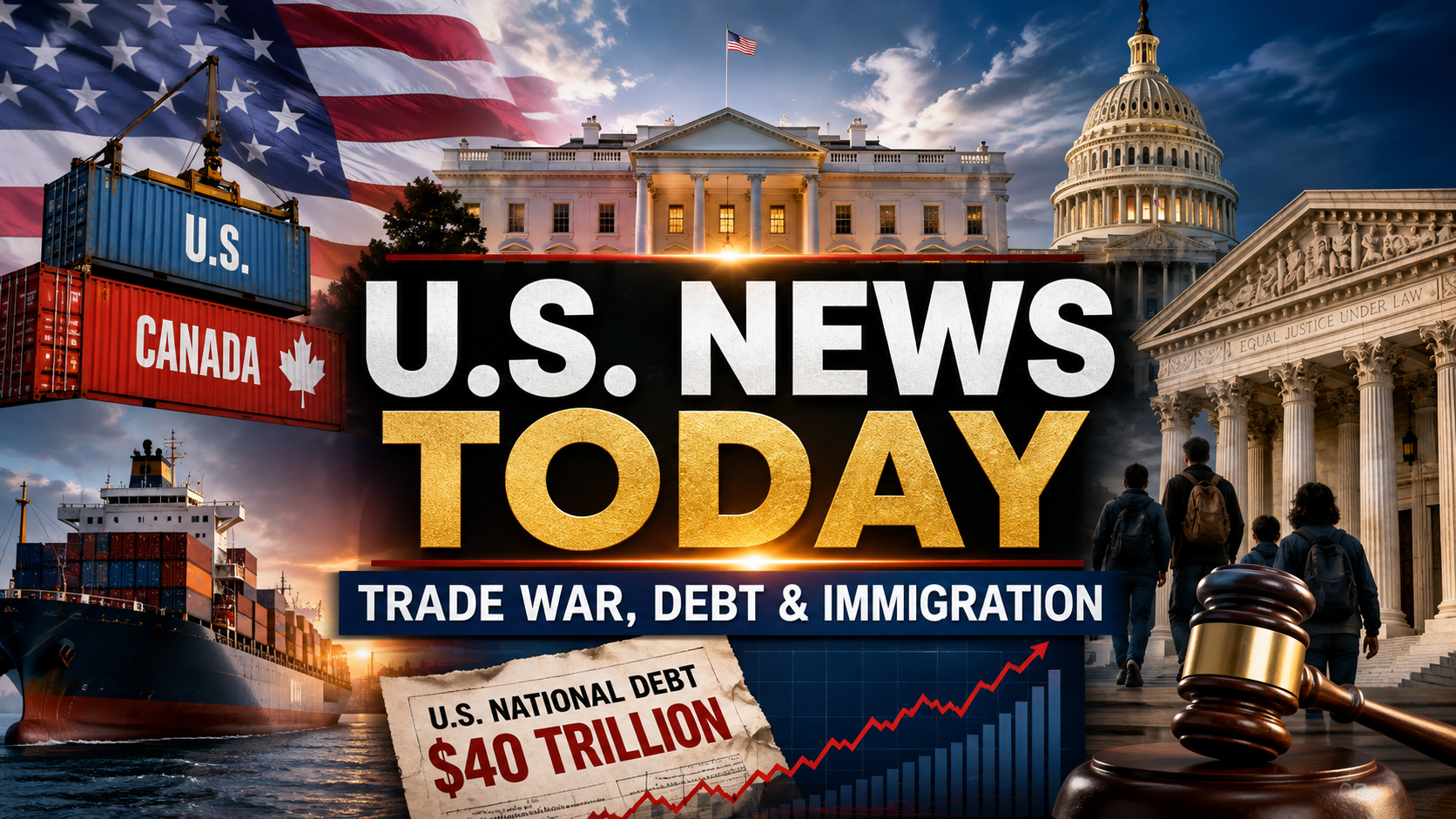 U.S. News Today: Canada Trade War Escalates, Major Immigration Ruling and $40 Trillion Debt