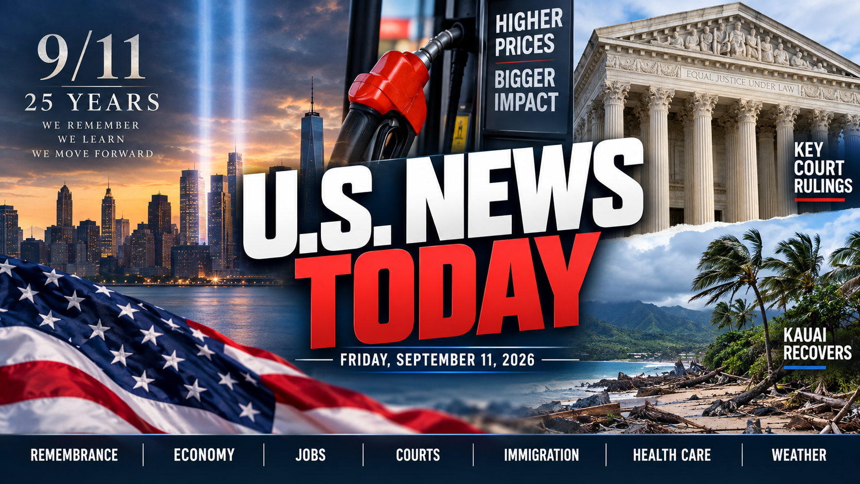 U.S. News Today: America Marks 25 Years Since 9/11 as War, Inflation and Major Court Battles Shape the Nation