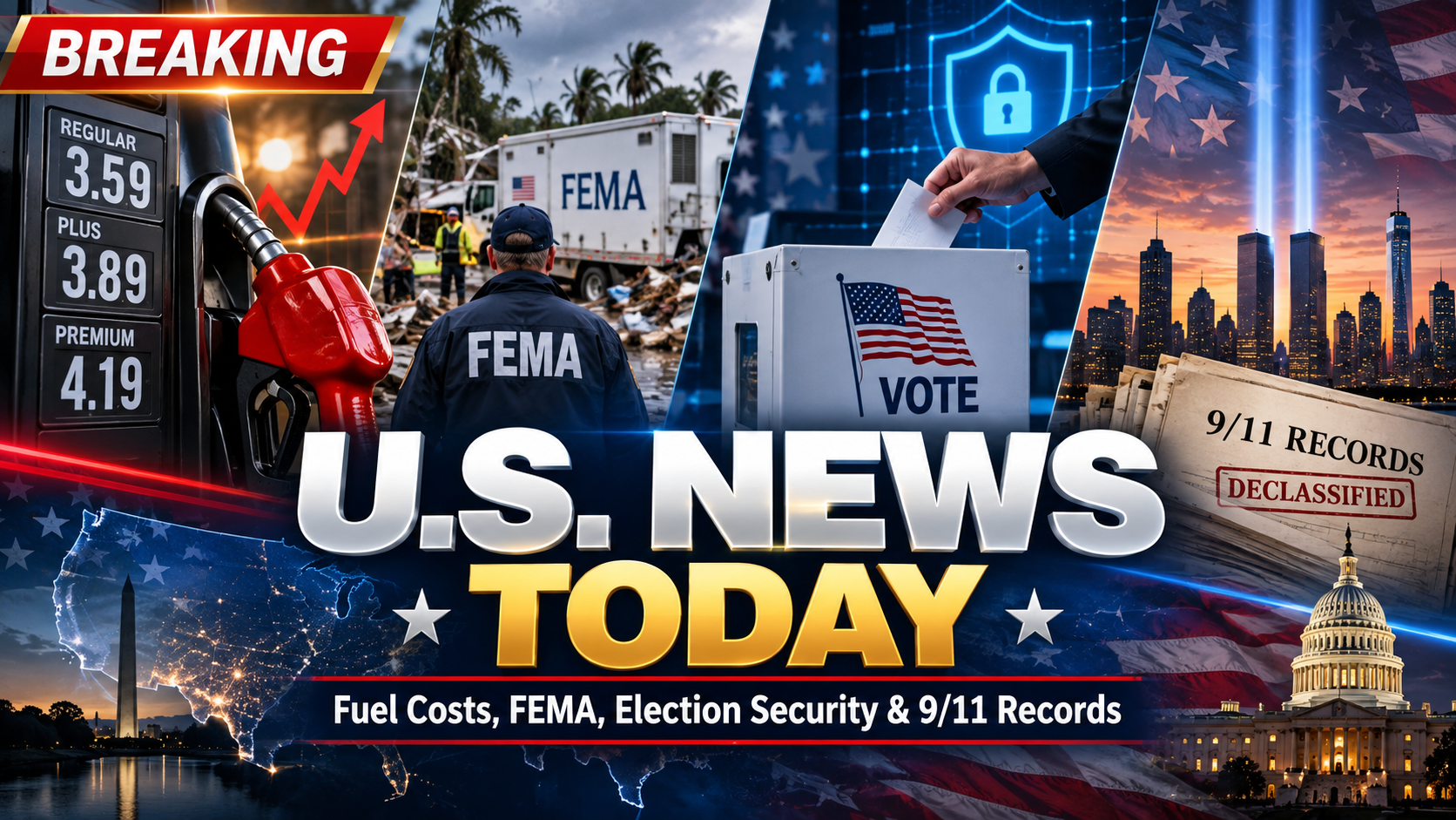 U.S. News Today: Fuel Costs, FEMA Ruling, Election Security and New 9/11 Records Shape the Weekend