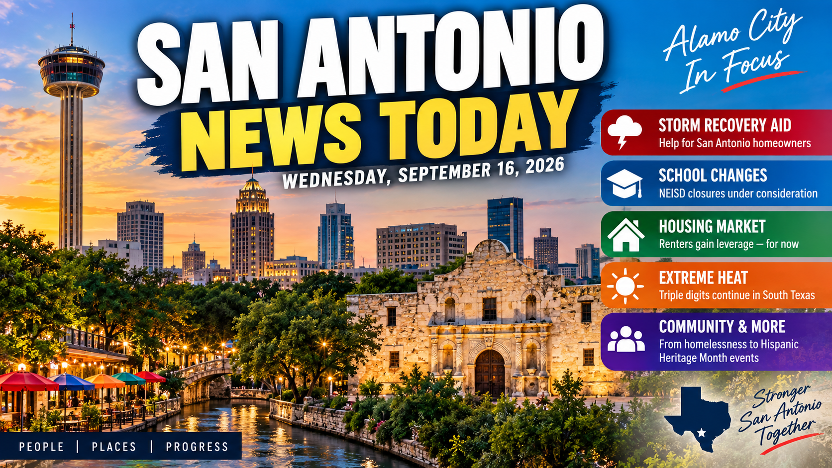 San Antonio News Today: Storm Recovery Aid, School Changes, Housing and Extreme Heat Shape the Day