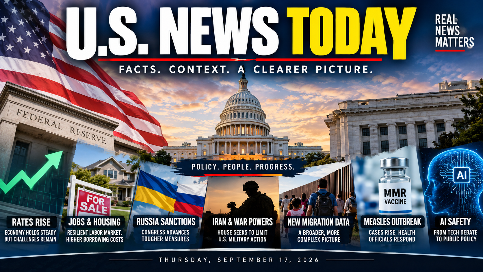 U.S. News Today: Rates Rise as Washington Debates War Powers, Russia Sanctions and AI Safety