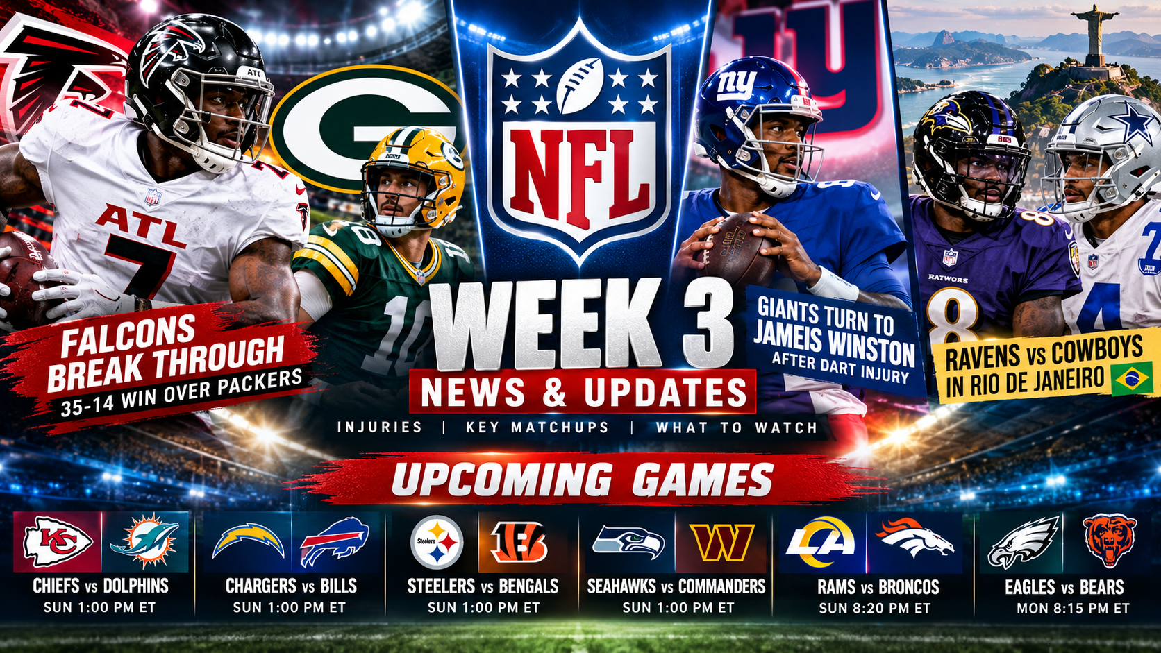 NFL Week 3: Falcons Break Through, Quarterback Changes Hit New York and a Loaded Sunday Slate Awaits